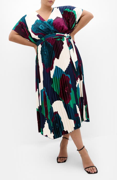 Hailey Abstract Print Maxi Dress (Plus)