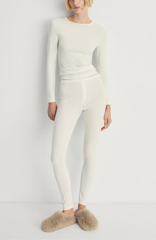 Mango Rib Knit Pants In Vanilla