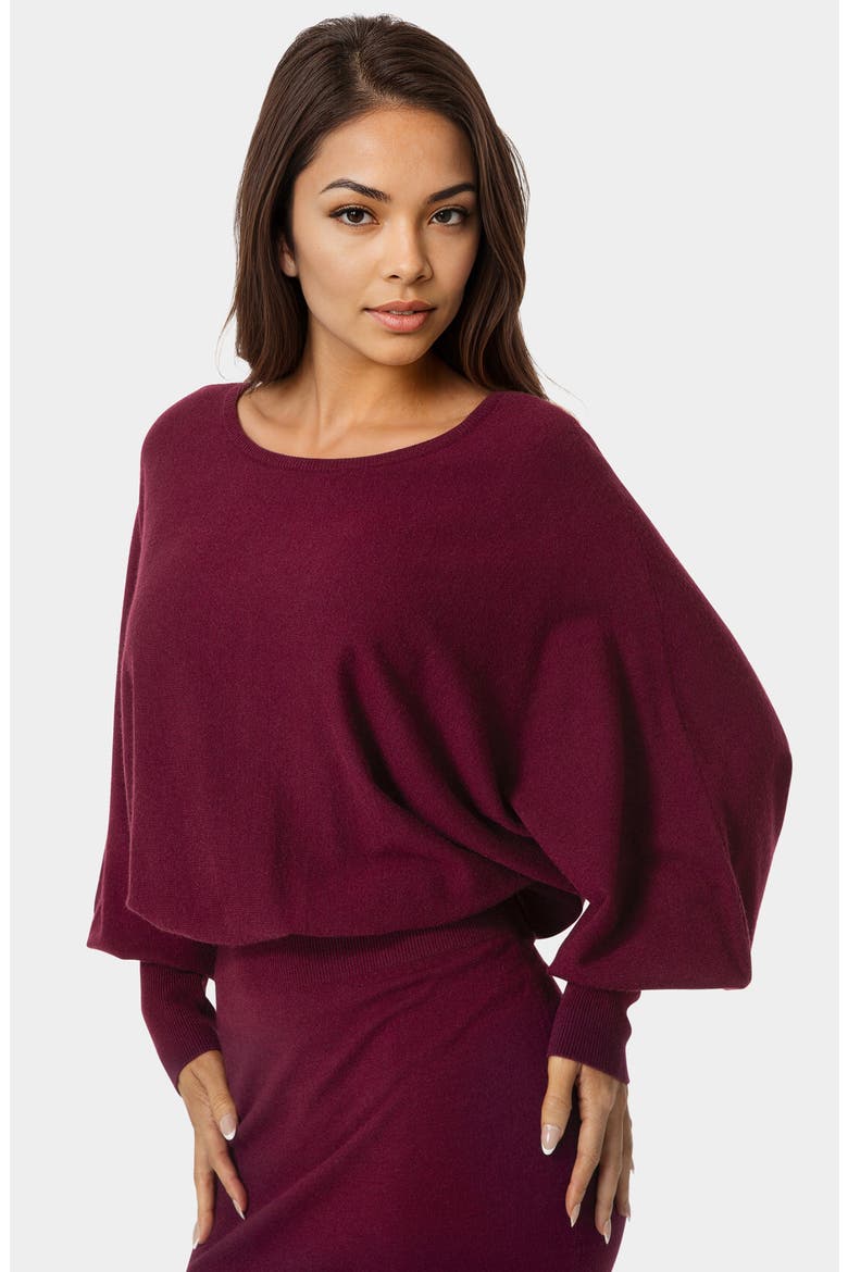 Scoop Neck Dolman Sleeve Sweater Dress, Alternate, color, WINE