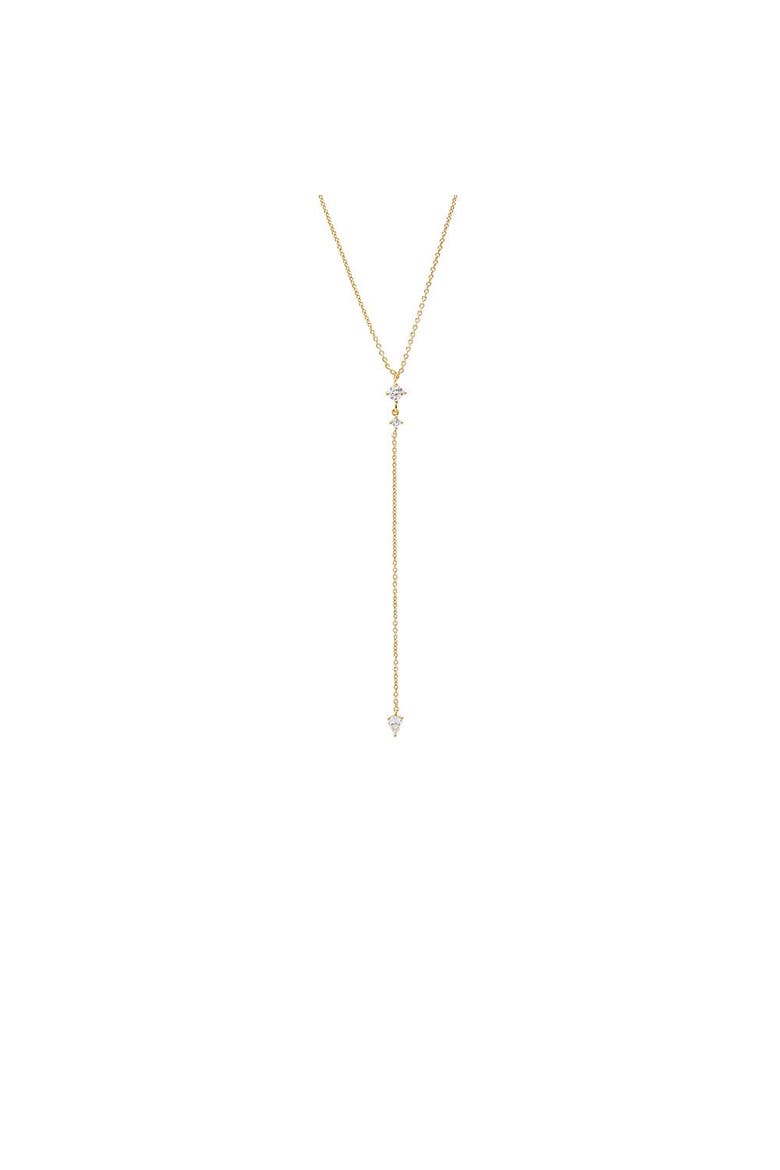 CZ Double Flower Cluster Drop Lariat, Main, color, Gold