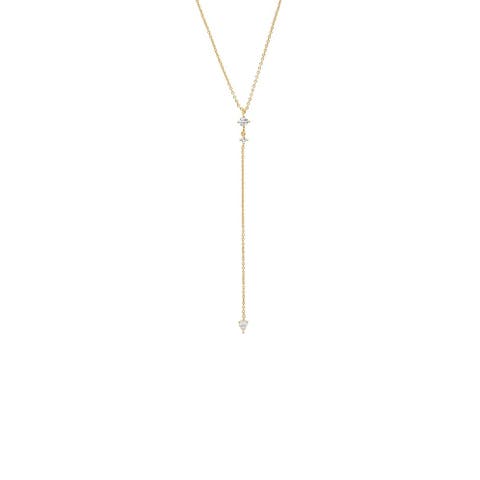CZ Double Flower Cluster Drop Lariat