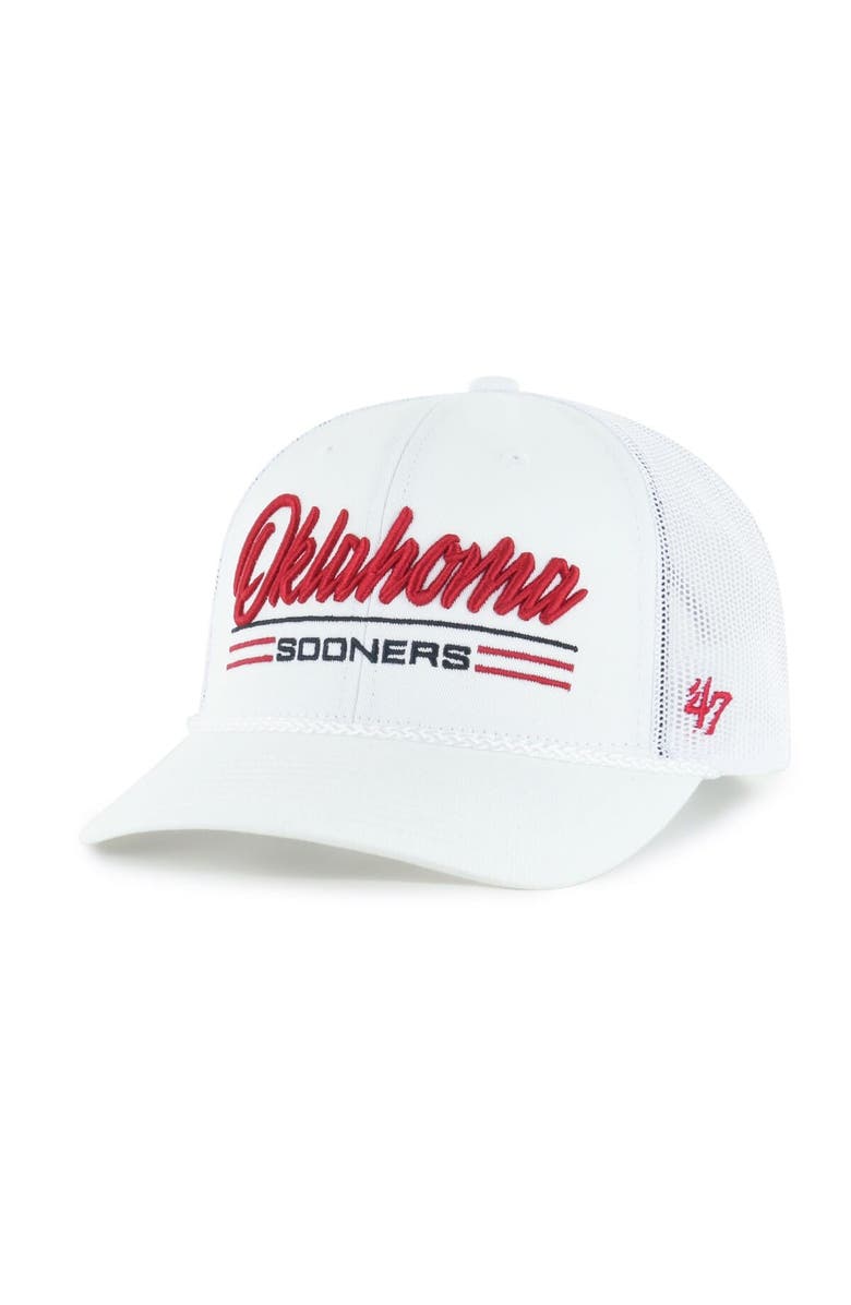 '47 Men's '47 White Oklahoma Sooners Garner Rope Trucker Adjustable Hat, Main, color, 