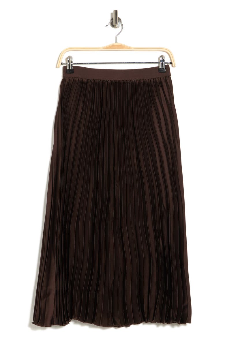Satin Pleated Skirt, Alternate, color, ESPRESSO