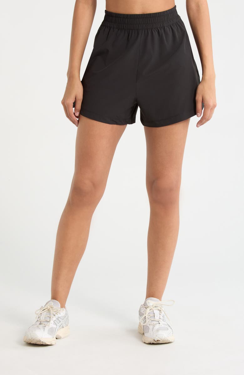 Zella Atlas High Waist Daily Shorts, Main, color, Black