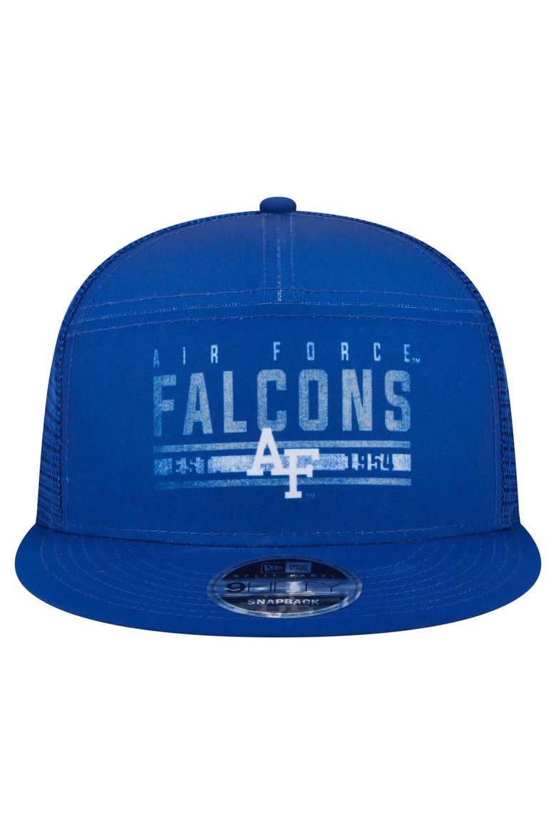 Men's New Era Royal Air Force Falcons Split Panel 9FIFTY Snapback Trucker Hat, Alternate, color, Royal