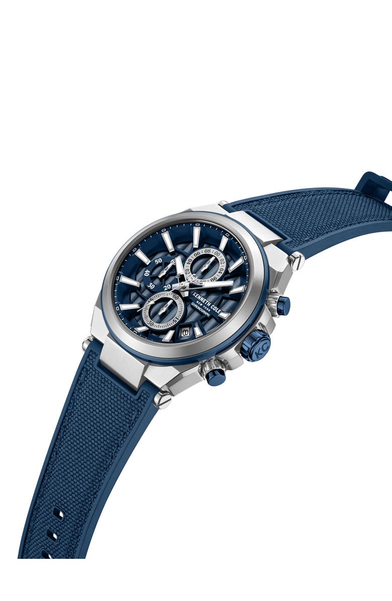 Kenneth Cole New York Blue Silicone Strap Watch, 42mm, Alternate, color, Blue