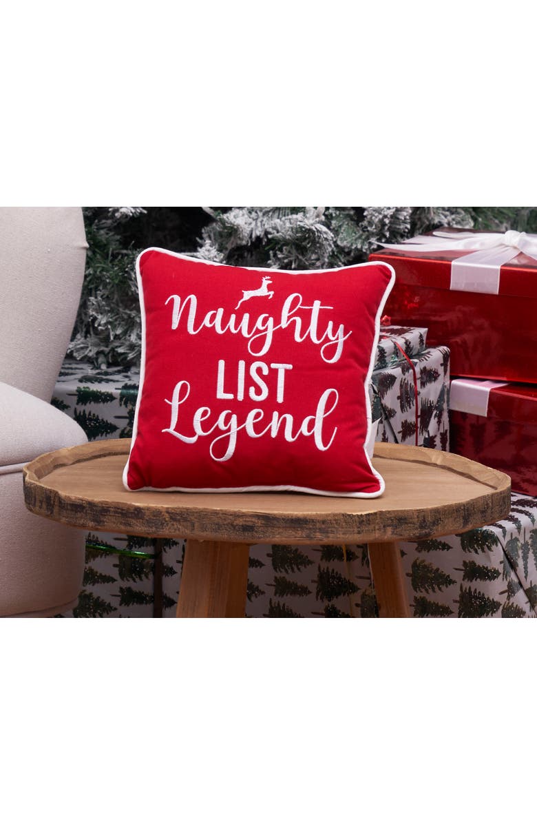 C&F Home "Naughty List Legend" Small Christmas Accent Pillow, 10" x 10", Alternate, color, Red