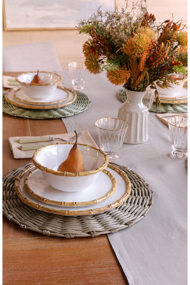 Vida Cane Dinner Plates Set of 4, Alternate, color, White