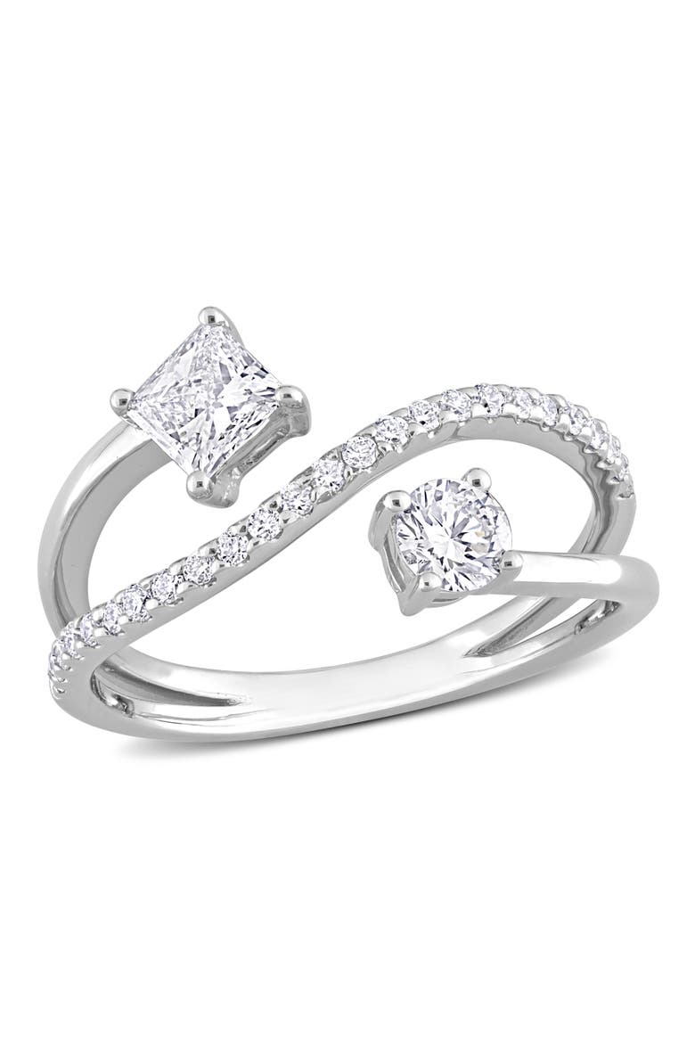 Lab-Grown Diamond 2-Stone Bypass Ring 14k, Main, color, White Gold