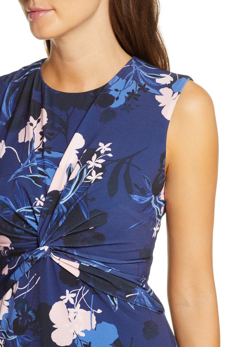 Vince Camuto Floral Twist Front Sleeveless Midi Dress, Alternate, color,