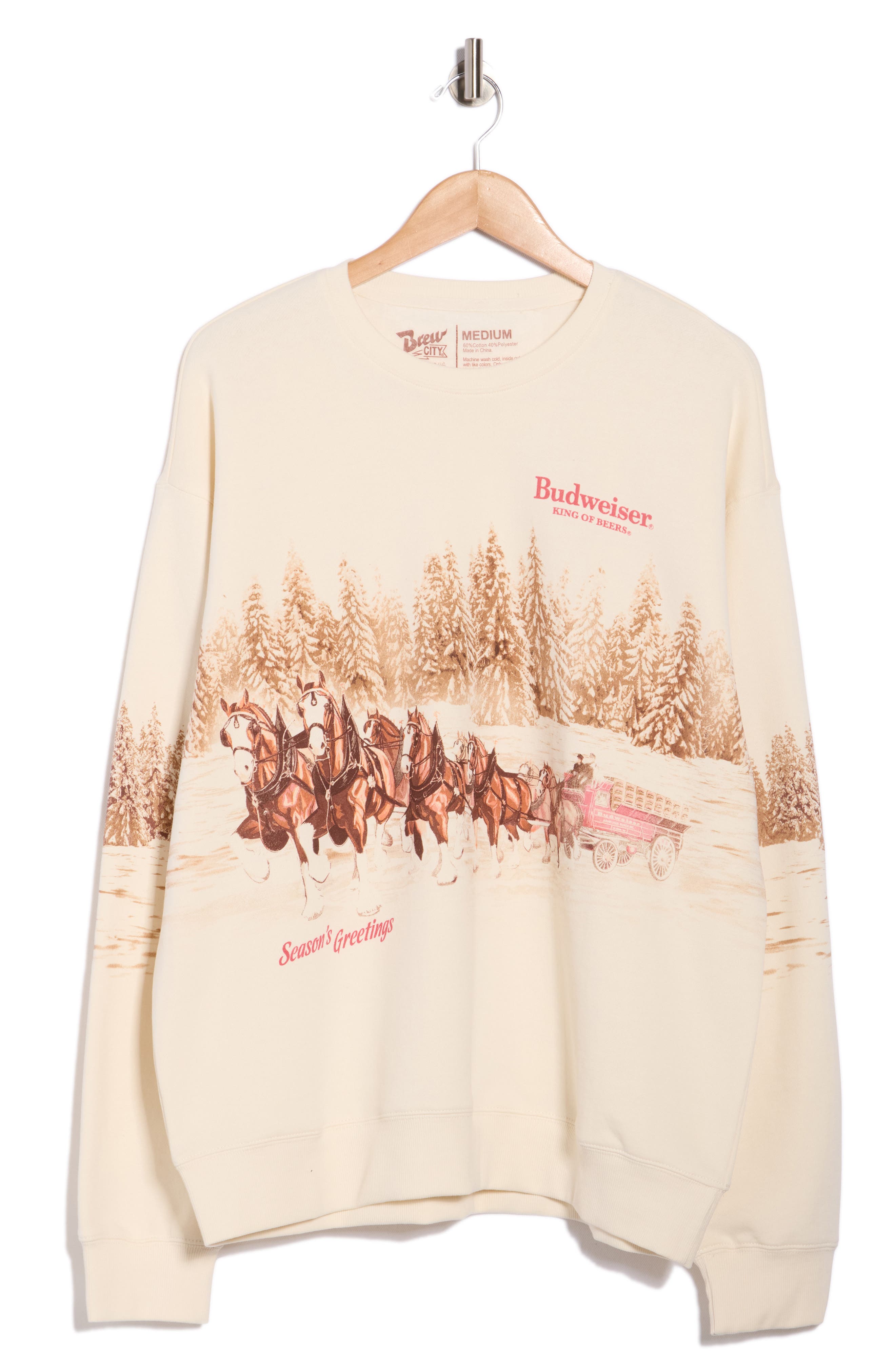 Goodie Two Sleeves Budweiser Season's Greetings Fleece Sweatshirt