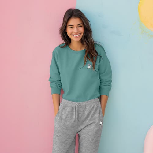 Dalix Womens Heartly Ghost Embroidered Fleece Sweatpants In Htr Gray