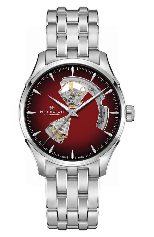 Hamilton Jazzmaster Open Heart Automatic Bracelet Watch, 40mm In Silver/red