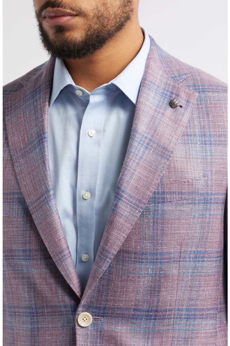 Midland Deco Plaid Wool & Silk Blend Sport Coat, Alternate, color, BERRY