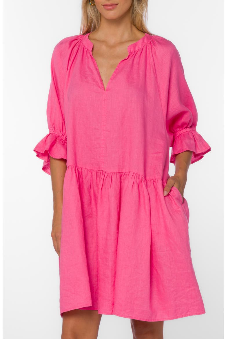Carine Drop Waist Linen Dress, Main, color, FRUIT PUNCH