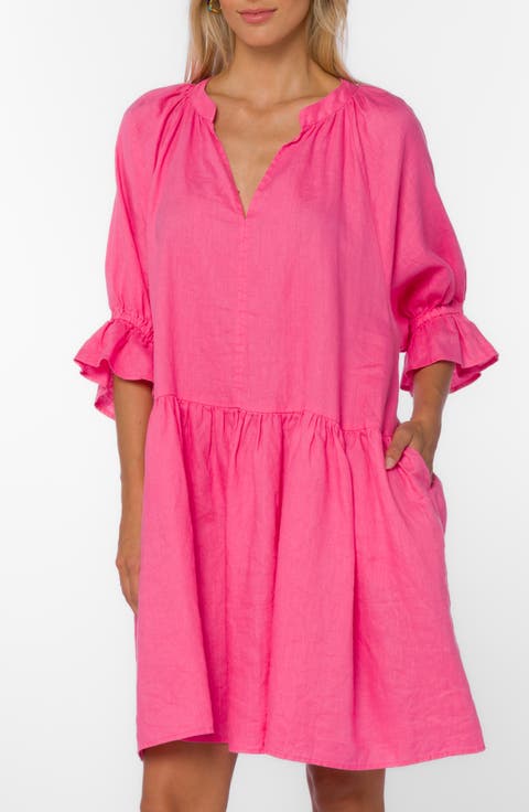 Carine Drop Waist Linen Dress