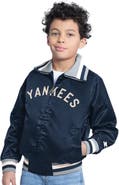 STARTER Youth Starter Navy New York Yankees The Captain Jr. Cooperstown Collection Full-Zip Varsity Jacket