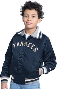 STARTER Youth Starter Navy New York Yankees The Captain Jr. Cooperstown Collection Full-Zip Varsity Jacket