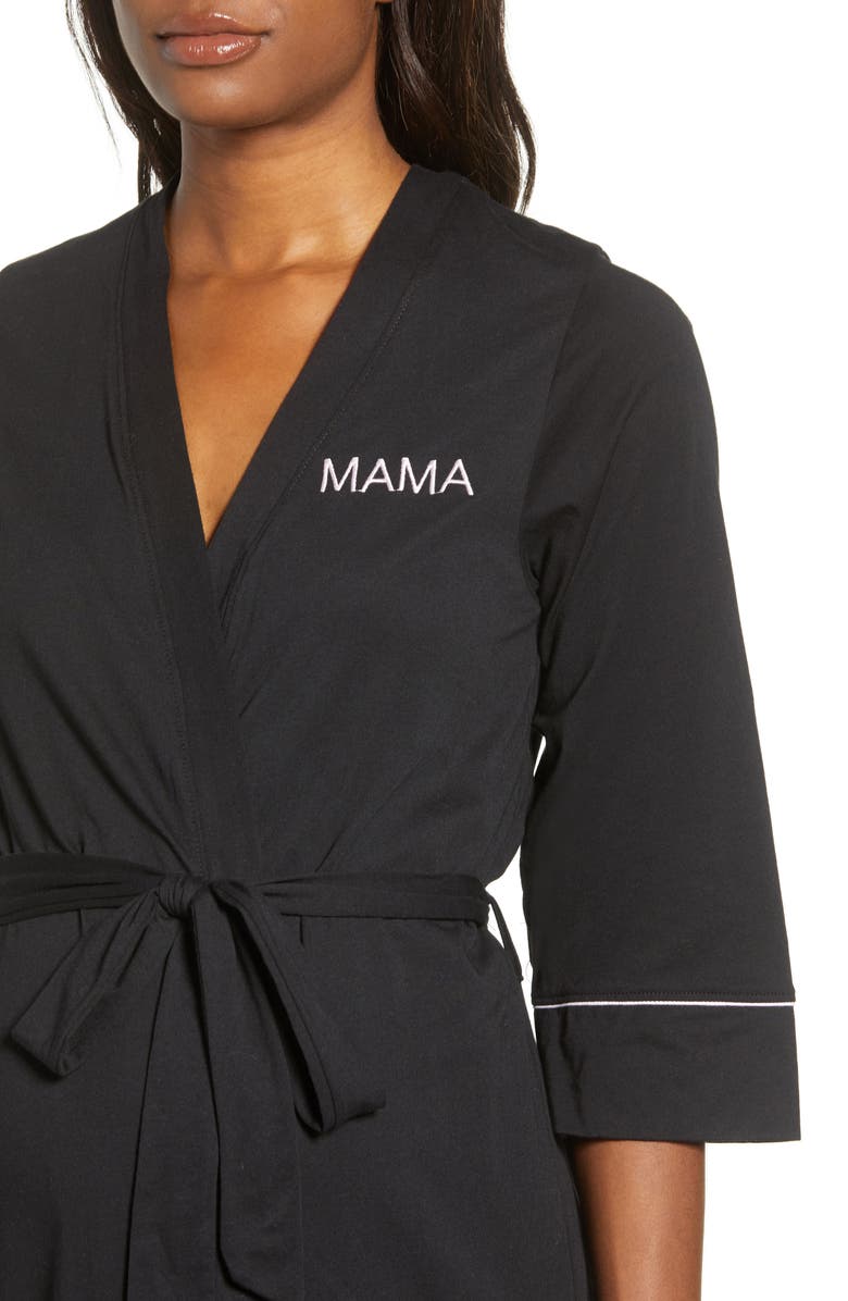 Belabumbum Mama Embroidered Maternity/Nursing Robe, Alternate, color, 
