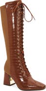 NINETY UNION Lark Croc Embossed Faux Leather Knee High Boot