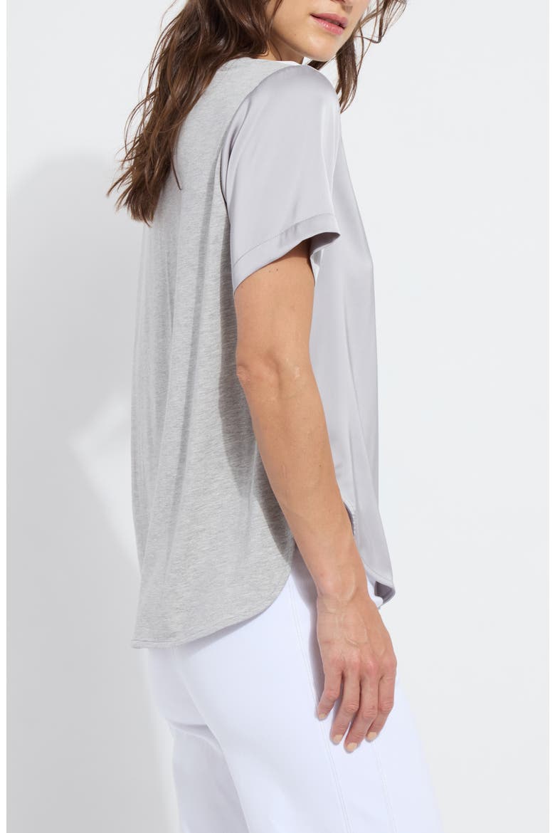 Sonja V-Neck Mixed Media Top, Alternate, color, PEARL GREY