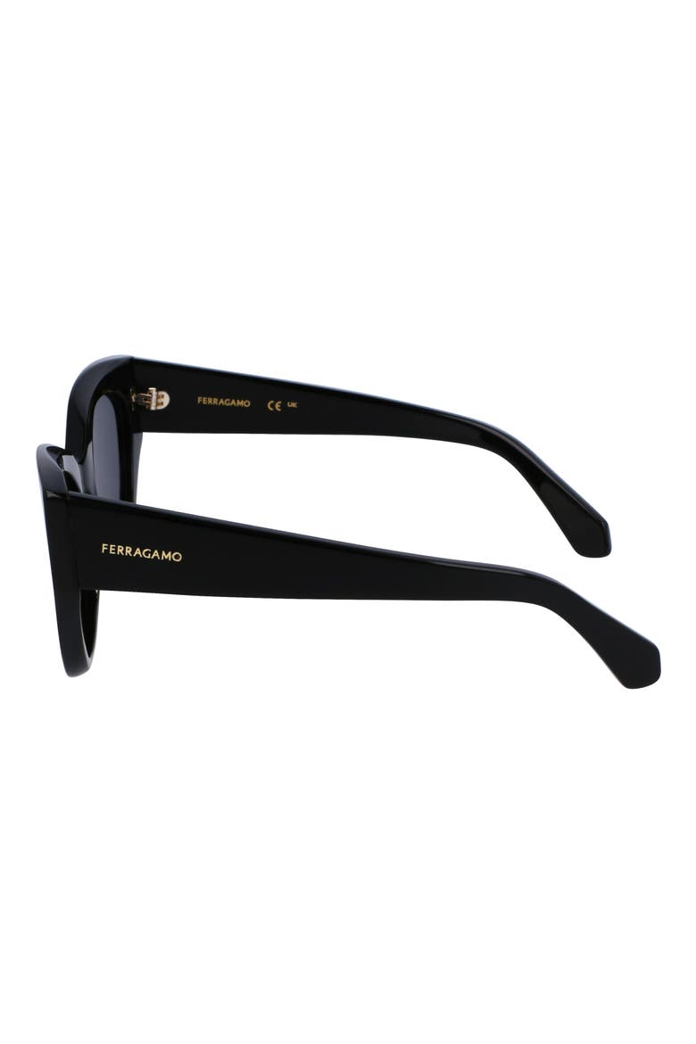 Classic Logo Tea Cup 55mm Cat Eye Sunglasses, Alternate, color, BLACK