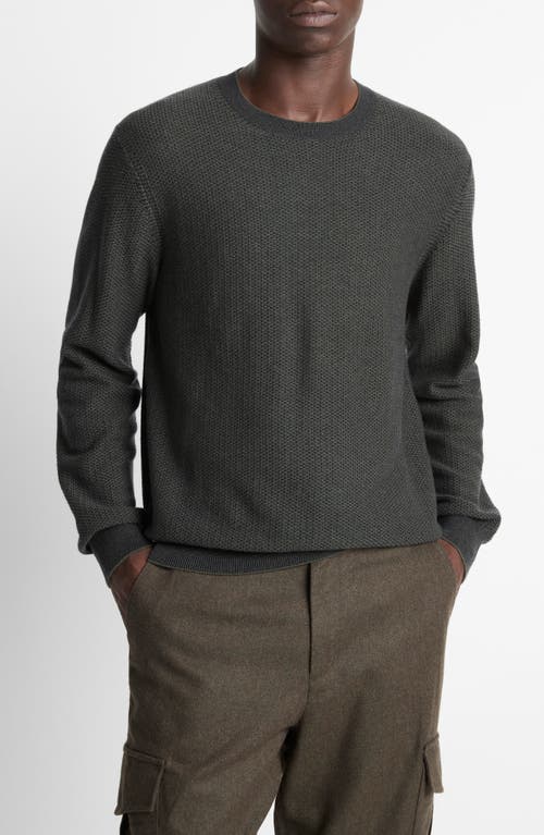Vince Geometric Jacquard Wool & Cotton Blend Crewneck Sweater In Green