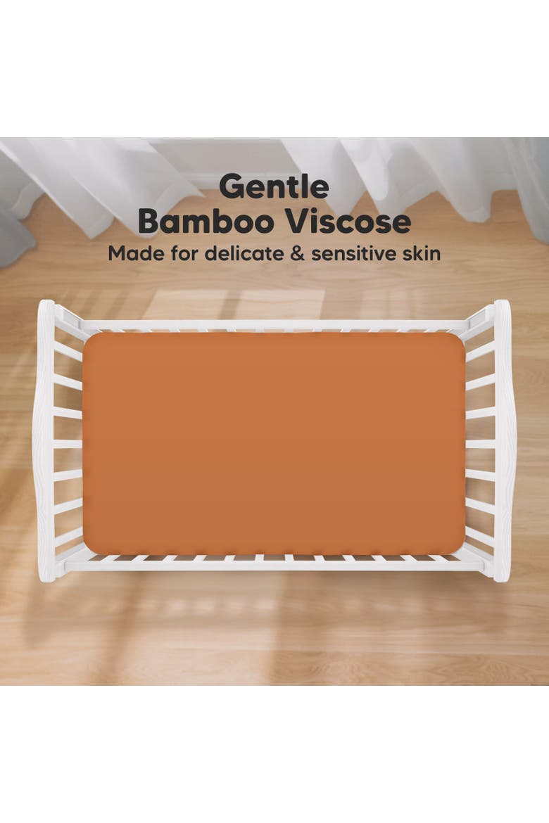 Isla Fitted Crib Sheets, Alternate, color, Rust
