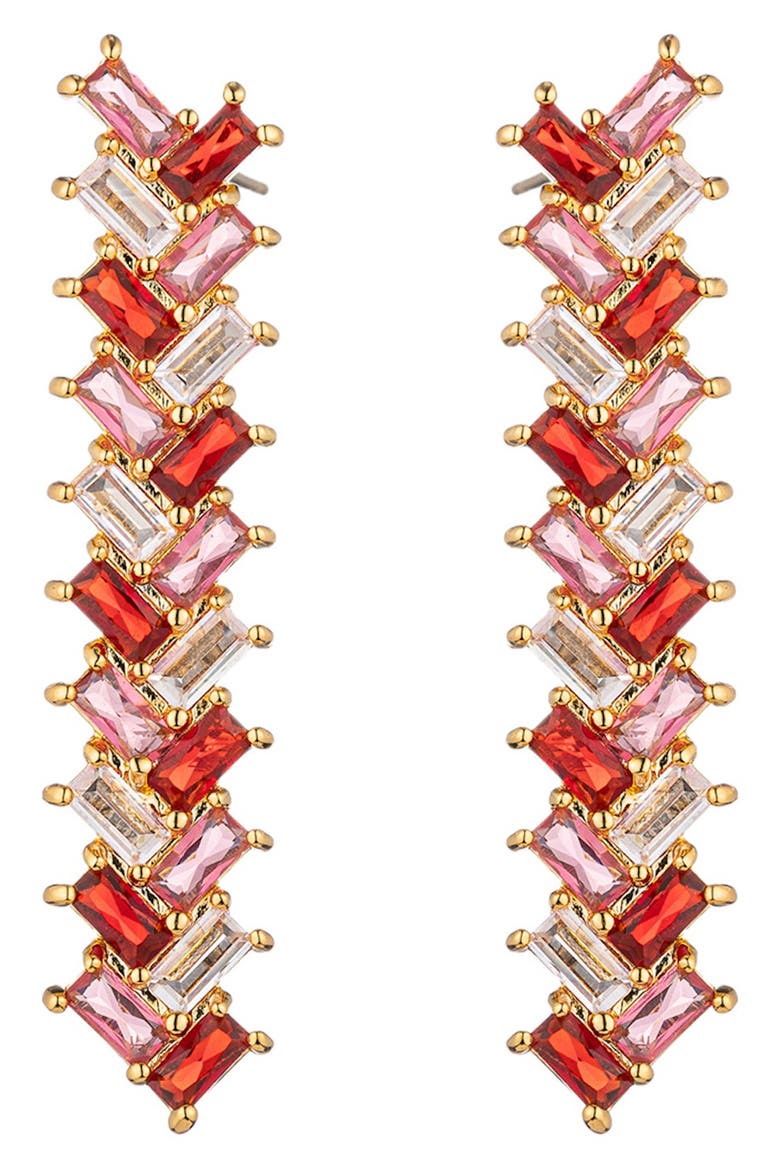 Purple Linear Drop Earrings, Main, color, GOLD