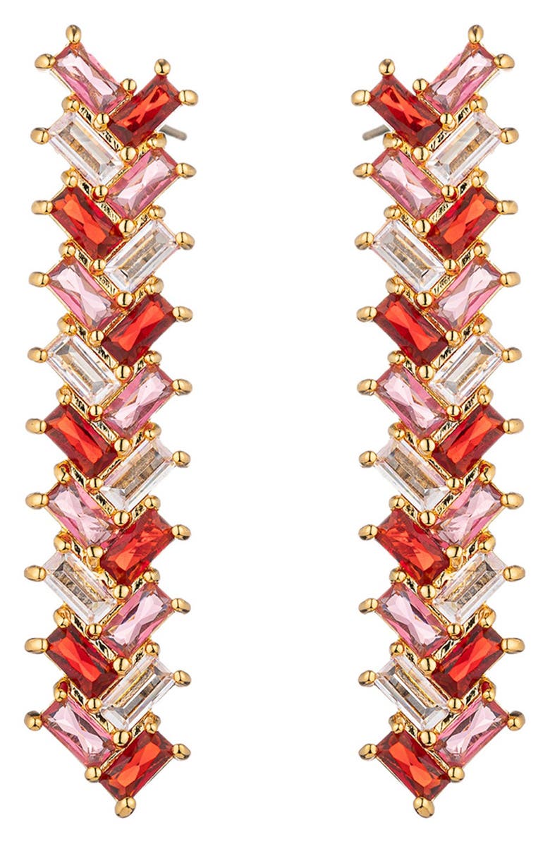 EYE CANDY LOS ANGELES Purple Linear Drop Earrings, Main, color, Gold