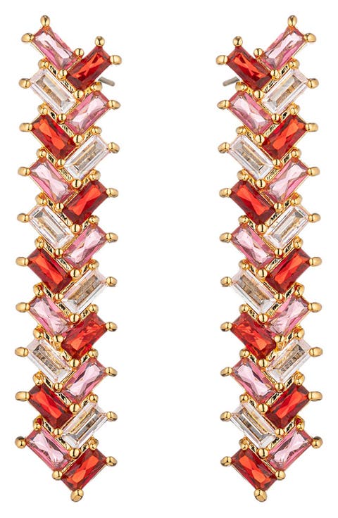 Purple Linear Drop Earrings