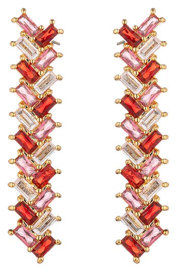 Eye Candy Los Angeles Purple Linear Drop Earrings In Red