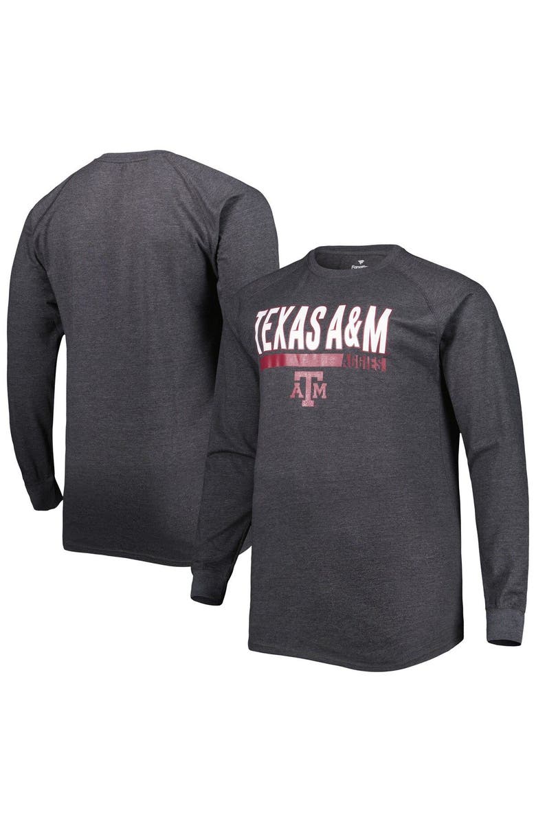 PROFILE Men's Heather Gray Texas A&M Aggies Big & Tall Two-Hit Long Sleeve T-Shirt, Alternate, color,