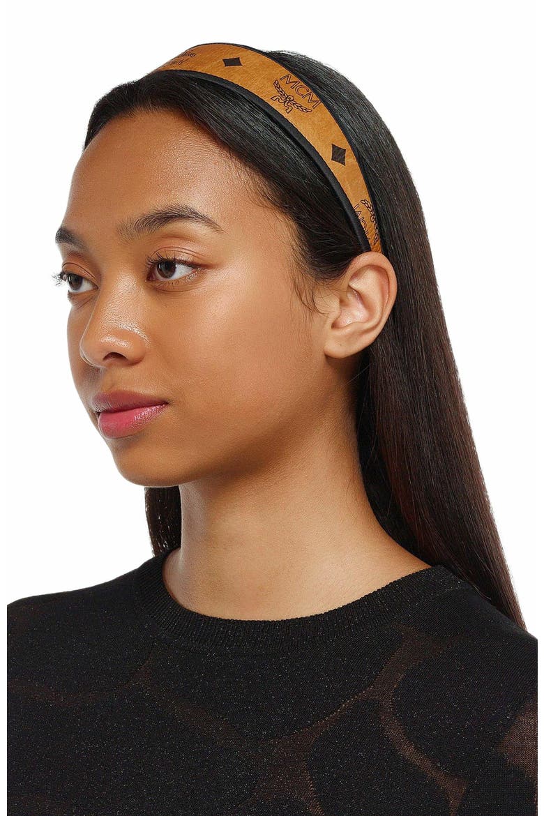 Headband in Visetos, Alternate, color, Cognac