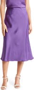 Renee C Solid Satin Midi Skirt