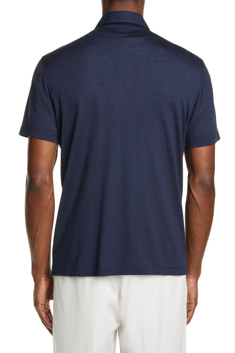 Silk & Cotton Polo Shirt, Alternate, color, OCEAN BLUE