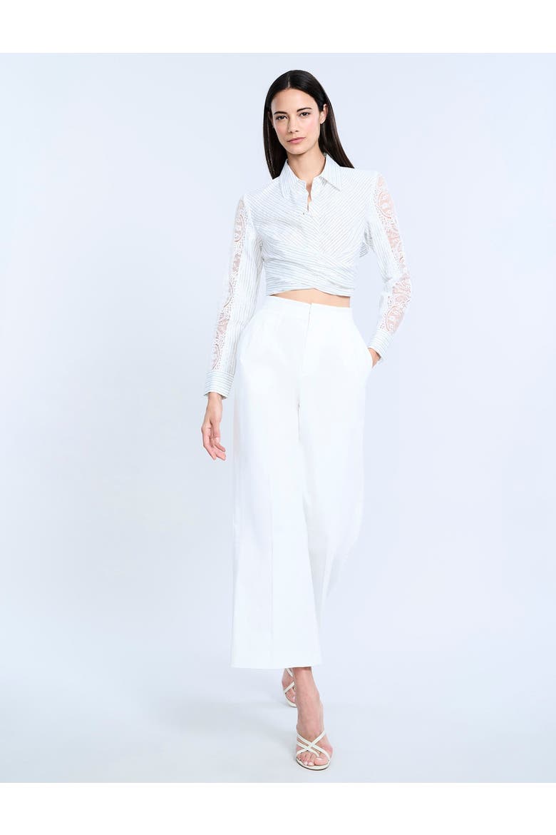 Lace Stripe Tie Back Top, Alternate, color, Chalk