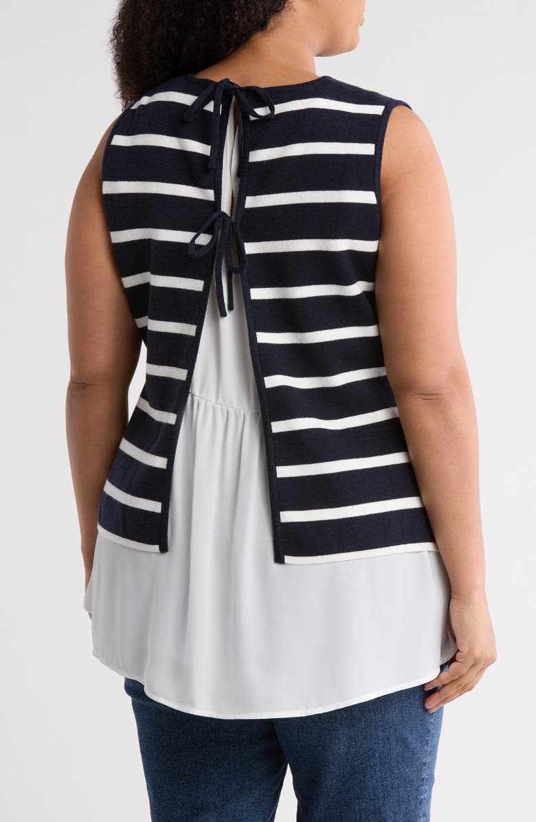 Adrianna Papell Stripe Twofer Sweater Vest, Alternate, color, Navy/Ivory