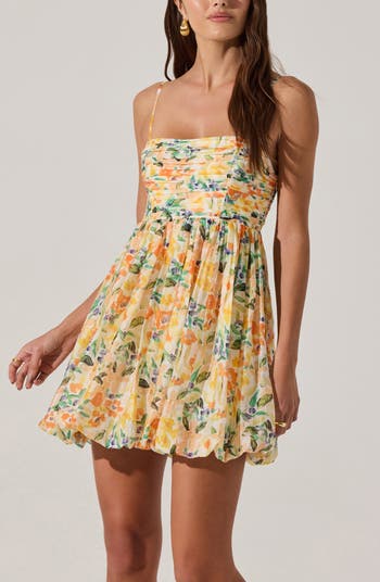 Floral Bubble Hem Minidress