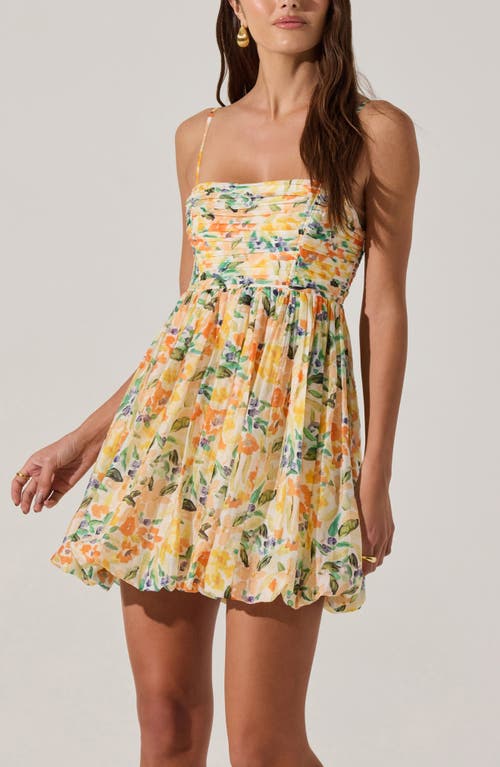 Astr The Label Floral Bubble Hem Minidress In Orange Multi Floral