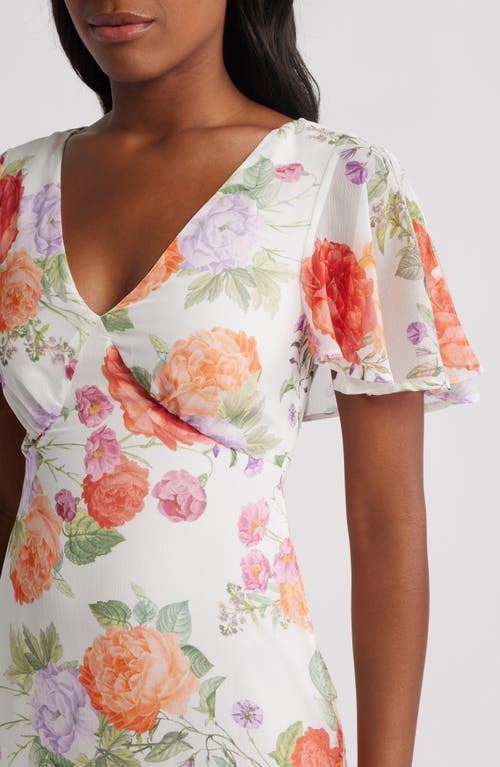 Lipsy Flutter Sleeve Maxi Dress In White