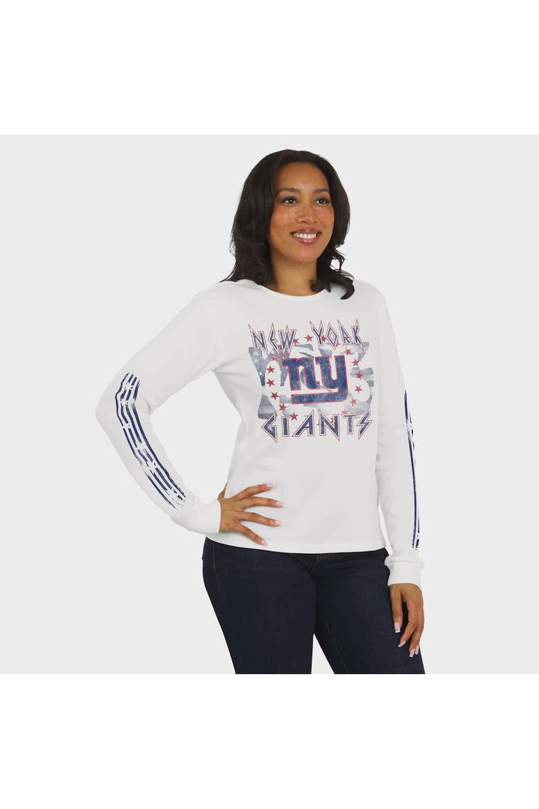 Women's WEAR by Erin Andrews  White New York Giants Graphic Waffle Long-Sleeve T-Shirt, Alternate, color, White