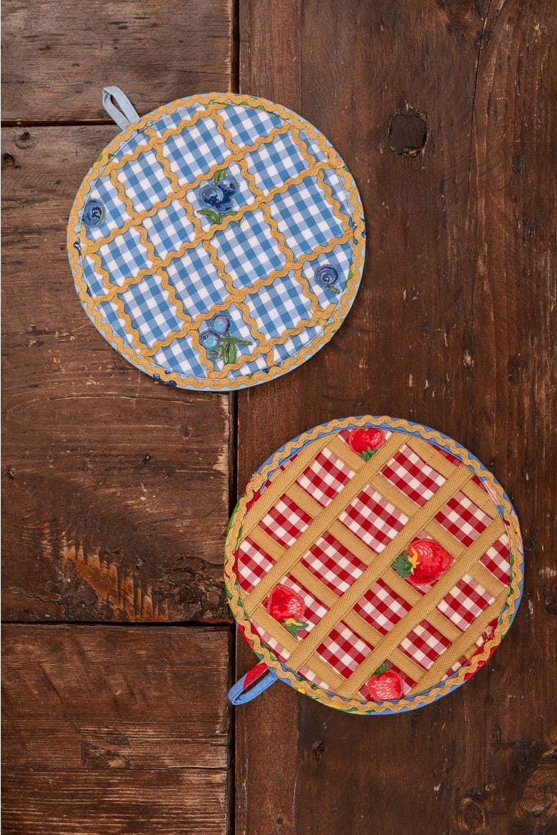 Berry Fine Pie Time Potholder & Trivet, Set of 2, Alternate, color, Blue