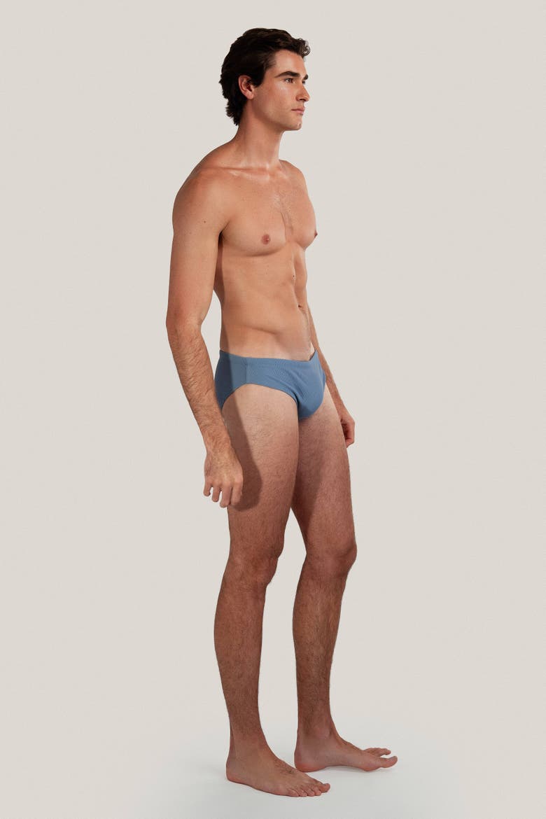 Dune Modern Cut Ribbed Stretch Swim Brief, Alternate, color, Pewter