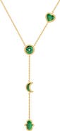 Karma and Luck Women's Malachite Multi Symbol Gold Plated Lariat Necklace - Enlightened Soul