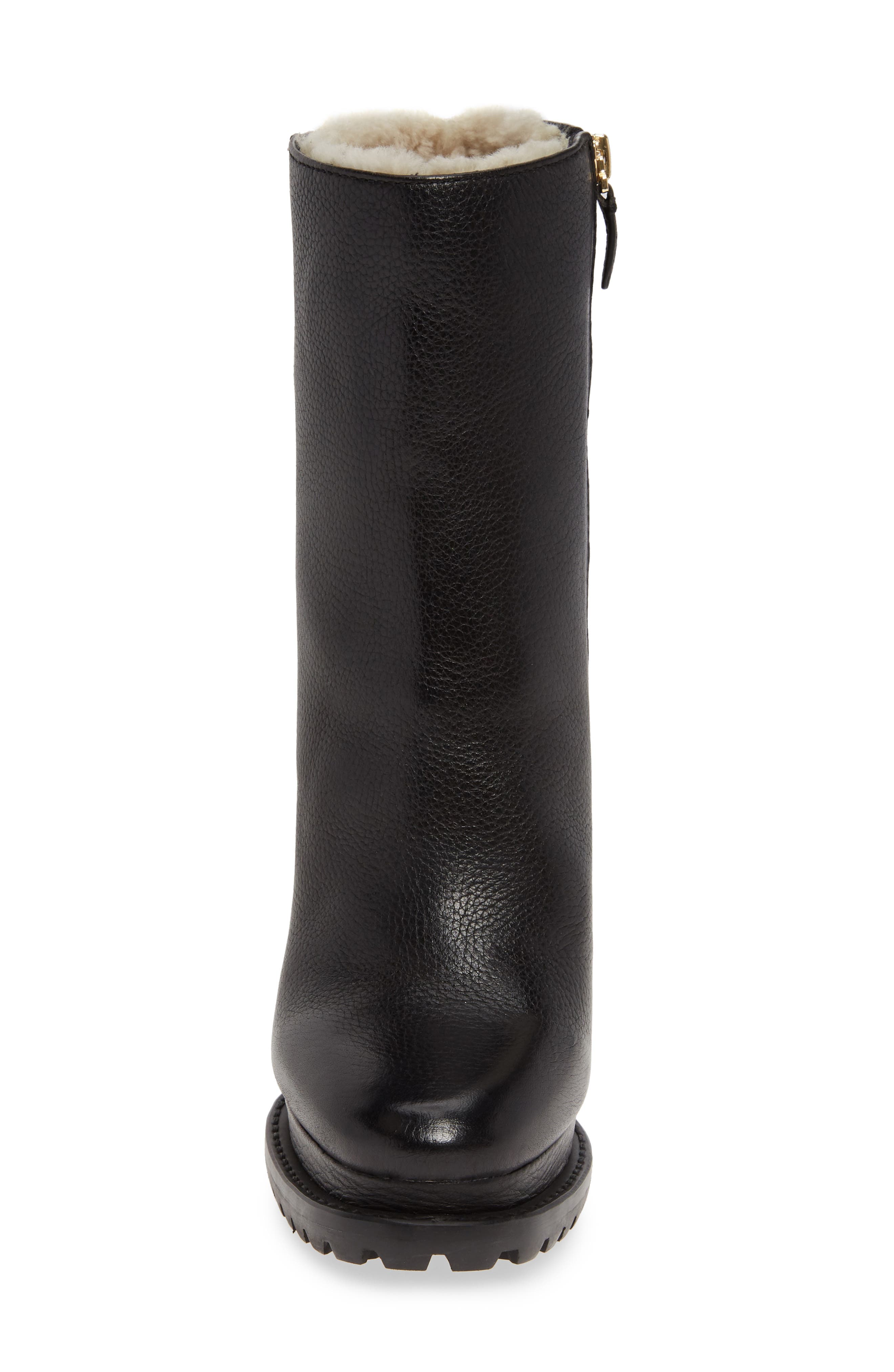 Holden Genuine Shearling Bootie, Alternate, color, BLACK LEATHER