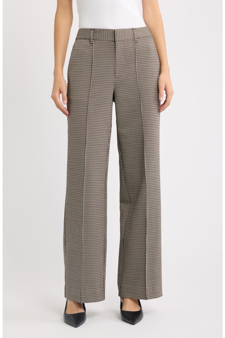 Farrah Ponte Jacquard Wide Leg Trousers, Main, color, BROWN BLACK MULTI