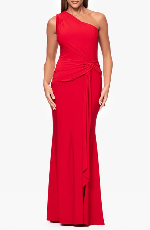 One-Shoulder Twist Evening Gown (Petite)
