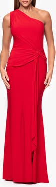 Xscape Evenings One-Shoulder Twist Evening Gown