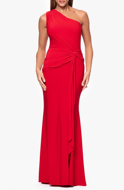 Xscape Evenings One-shoulder Twist Evening Gown In Red
